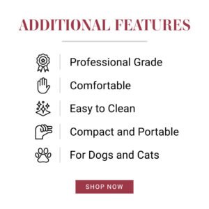 Additional parting comb features: professional, comfortable, easy to clean, compact and portable, for dogs and cats.