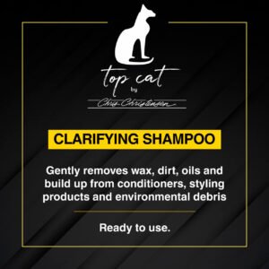 Chris Christensen Top Cat Clarifying Shampoo gently removes wax, dirt, oils and build up from conditioners, styling products and environmental debris. Ready to use